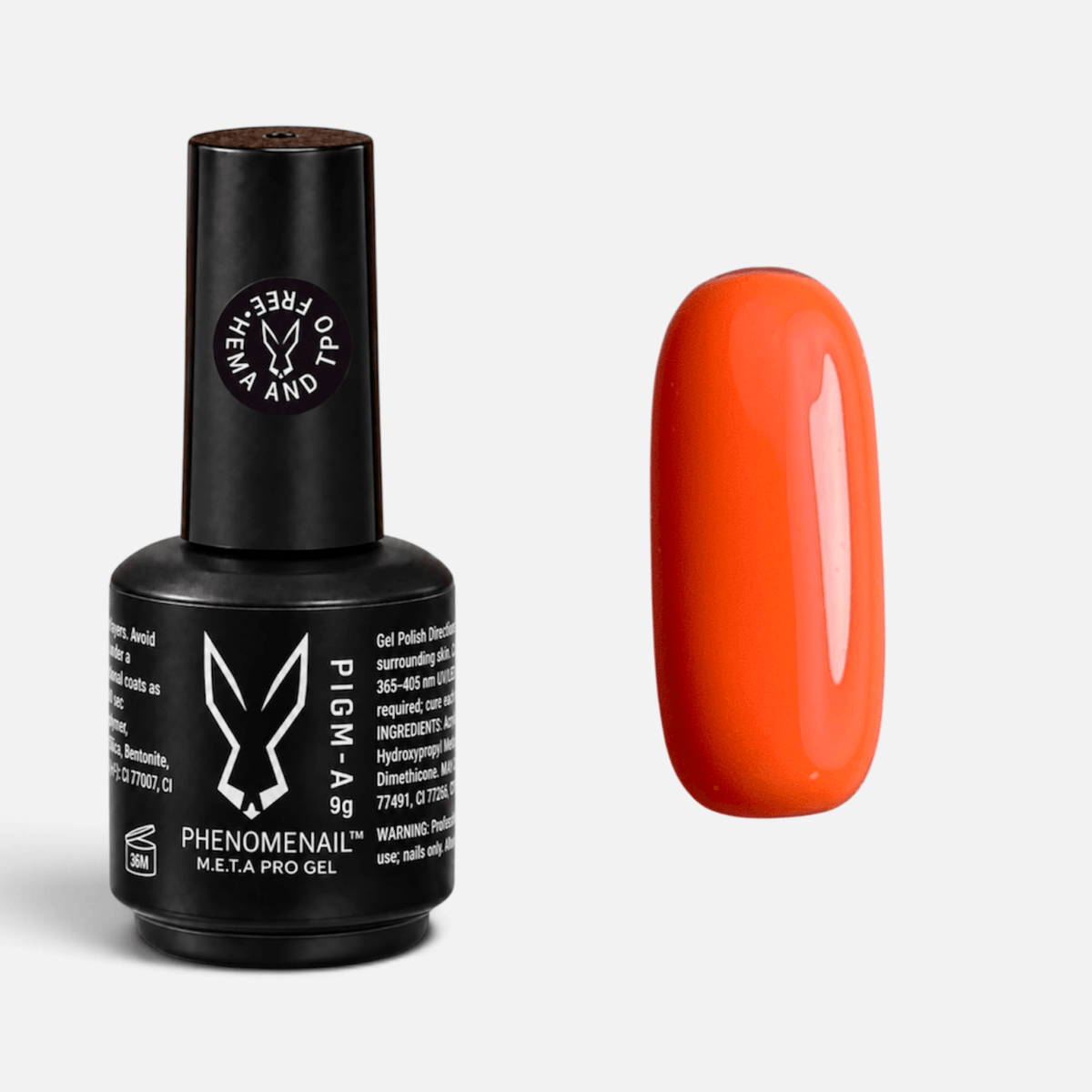 Phenomenail™ M.E.T.A Pro PIGM-A professional gel polish in All That, showcasing a highly neon orange shade