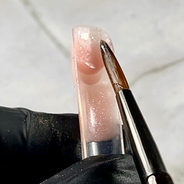 Phenomenail® M.E.T.A. French Smart Nail Forms 240-Piece 15 Sizes, application example, applying gel into duel form