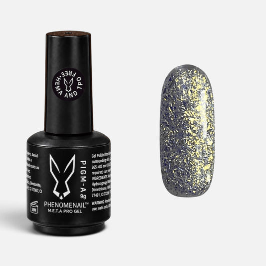 Glitter On A Prayer opal glitter and flakes Phenomenail™ M.E.T.A Pro PIGM-A gel polish with colour swatch