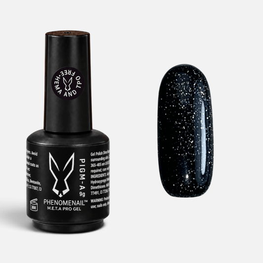 Hurricane black-based glitter PIGM-A gel polish bottle