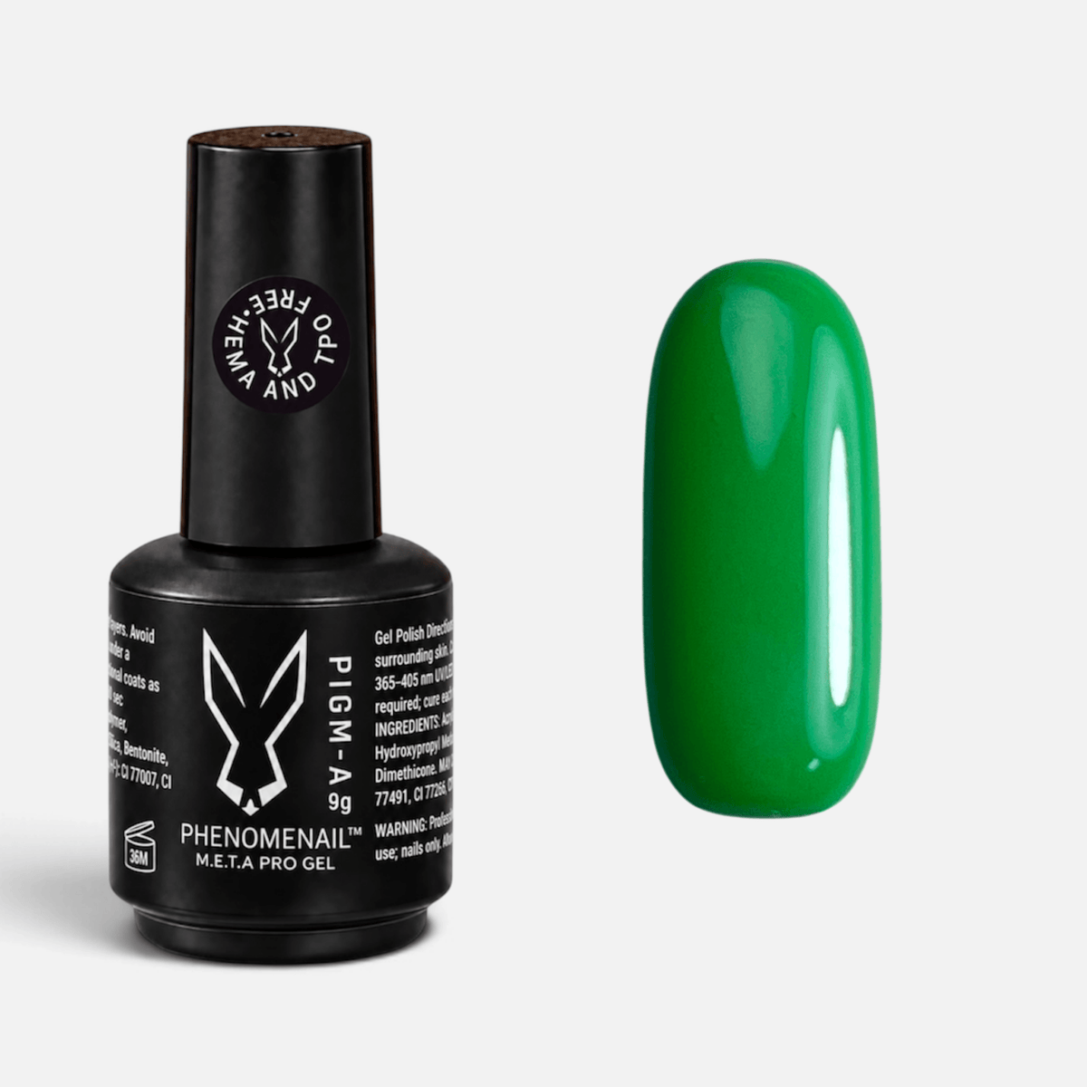 Ixi grass-green Phenomenail™ M.E.T.A Pro PIGM-A Gel Polish with colour swatch