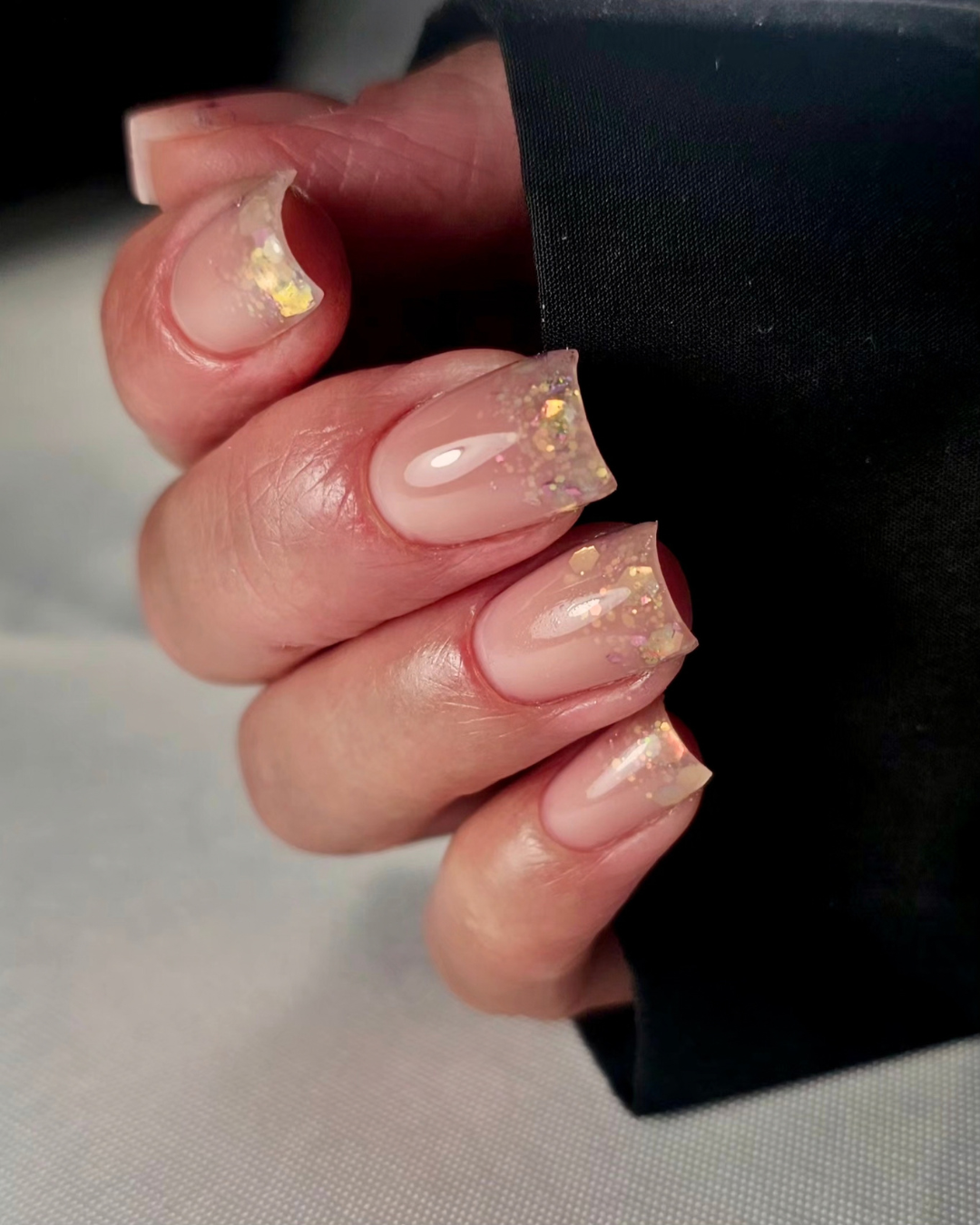 Close up of Square shaped nails displaying Phenomenail™ STRUCT-R MASQUERADE 