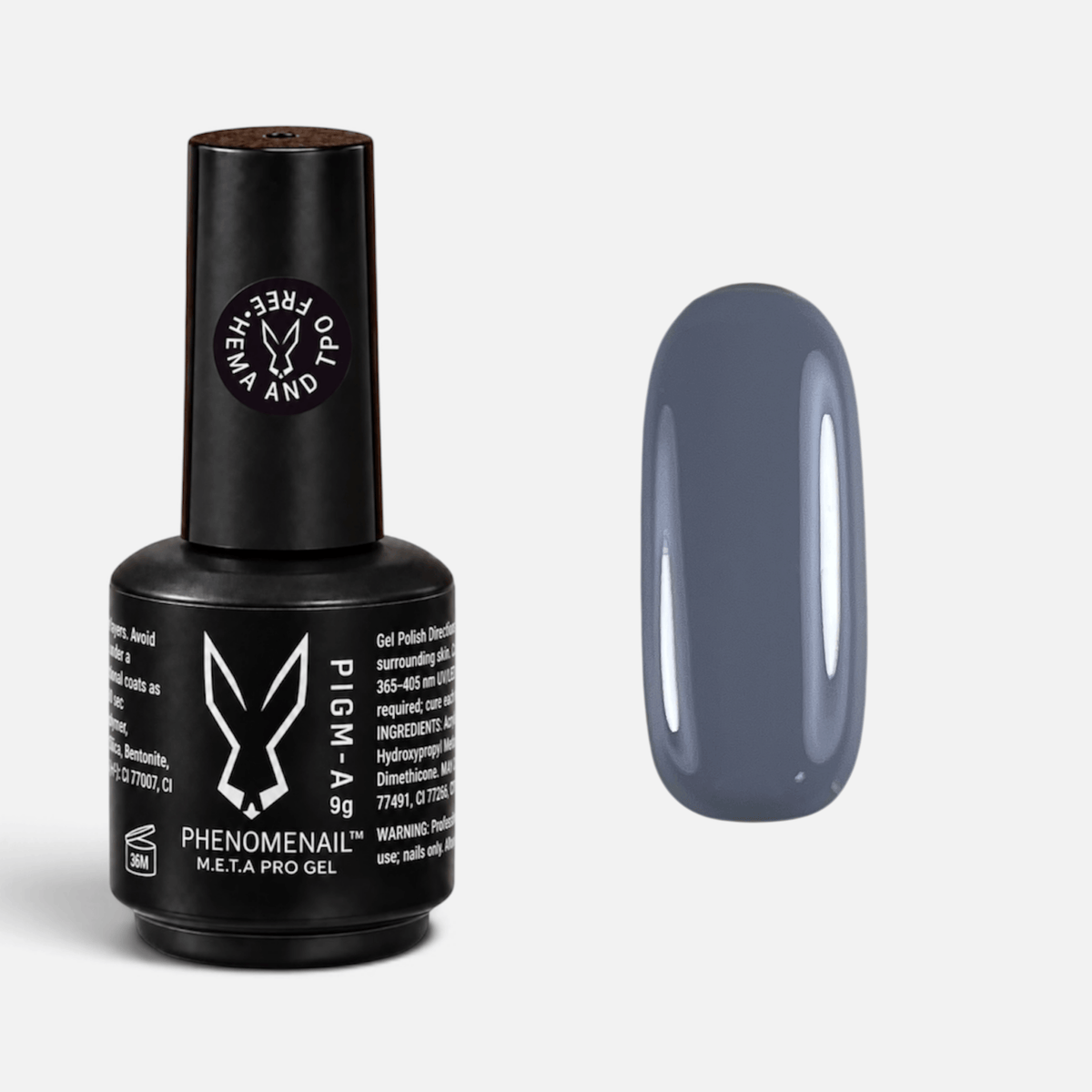 Mr. Magee mid-tone gray Phenomenail™ M.E.T.A Pro PIGM-A Gel Polish with colour swatch