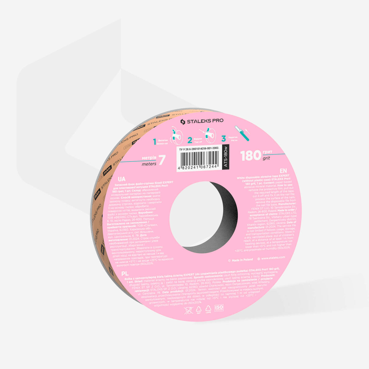 product image Staleks Papmam Refill Nail File Sleeves  180 grit 7m roll showing the other side