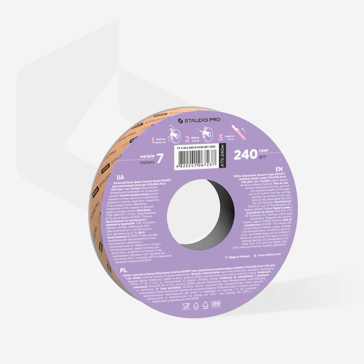 product image Staleks Papmam Refill Nail File Sleeves  240 grit 7m roll showing the other side