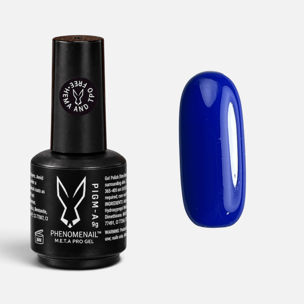 Phenomenail™  M.E.T.A PIGM-A Timber navy-blue gel polish bottle and swatch 