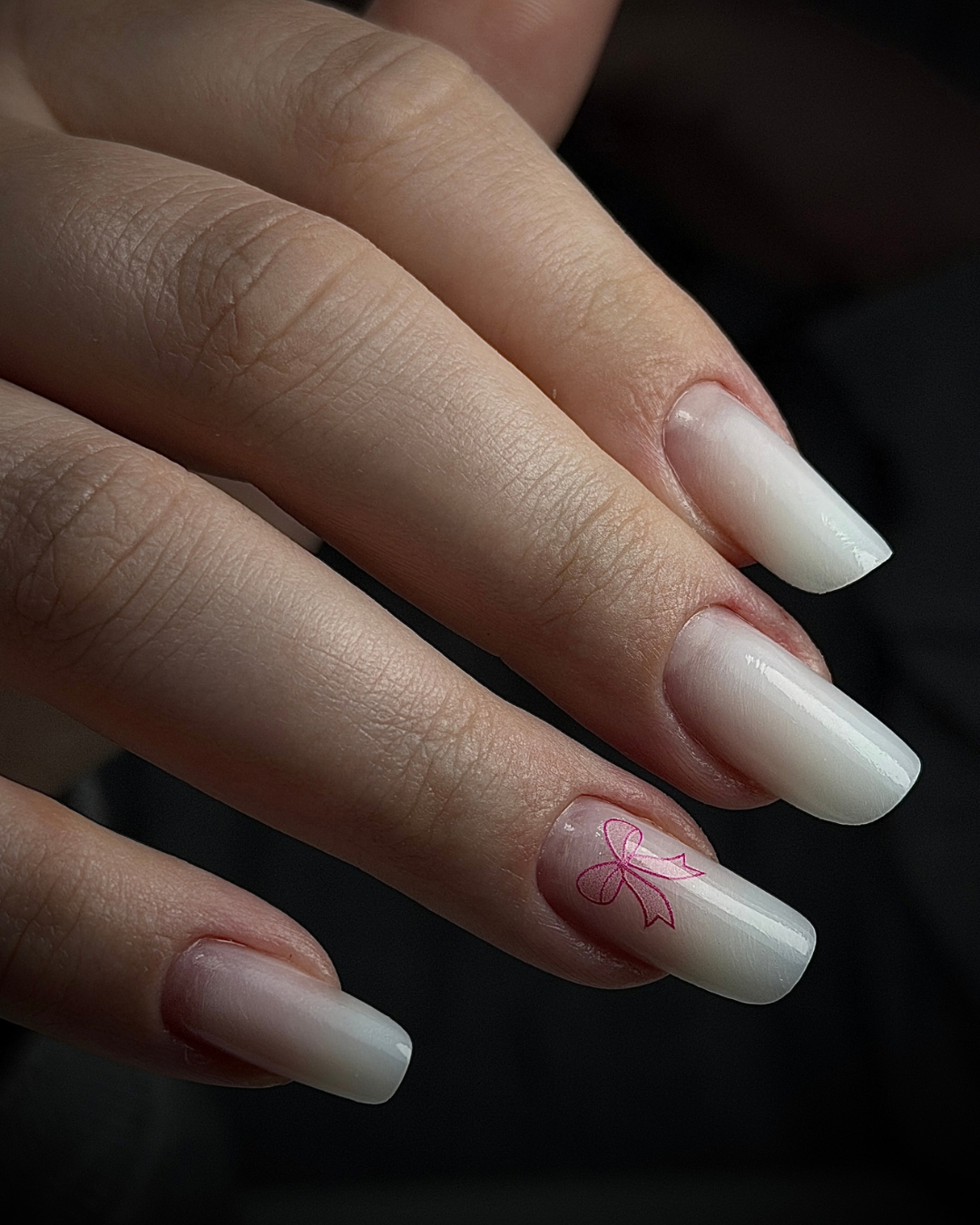 Close up of square shaped nails displaying Phenomenail™ STRUCT-R VEILED 