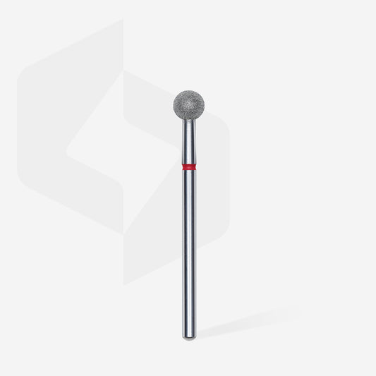 Staleks Pro Diamond Ball Nail Drill Bit 5mm Red/Fine, stainless steel, diamond coating full image.