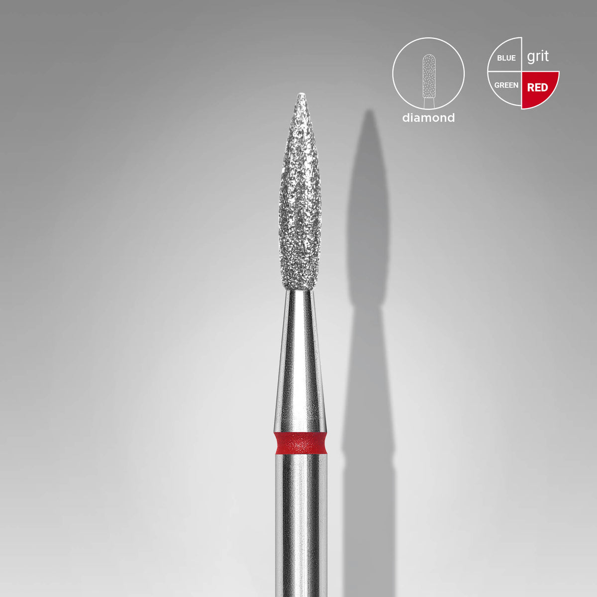 Staleks Pro Diamond Pointed Flame Nail Drill Bit 2.3mm Red Fine.