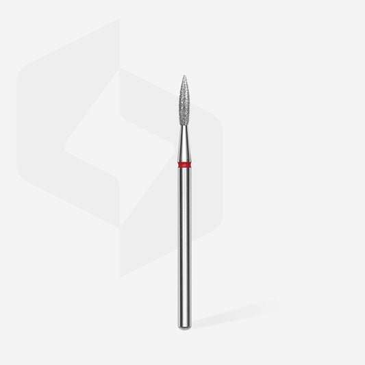 Staleks Pro Diamond Pointed Flame Nail Drill Bit 2.3mm Red Fine. full